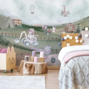 Whimsical Animal Camp Adventure Wall Art