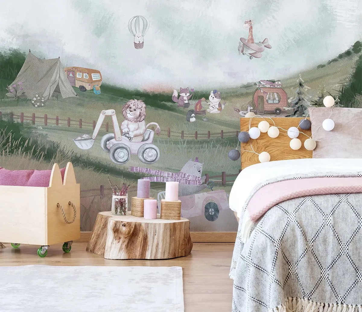 Whimsical Animal Camp Adventure Wall Art