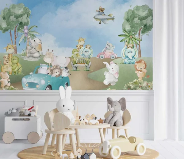 Animal Parade Wall Mural for Kids Room