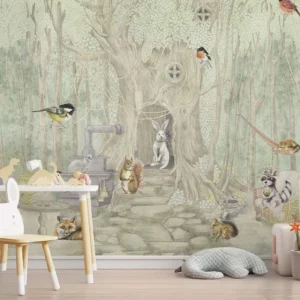 A Whimsical Woodland Animal Kingdom Mural