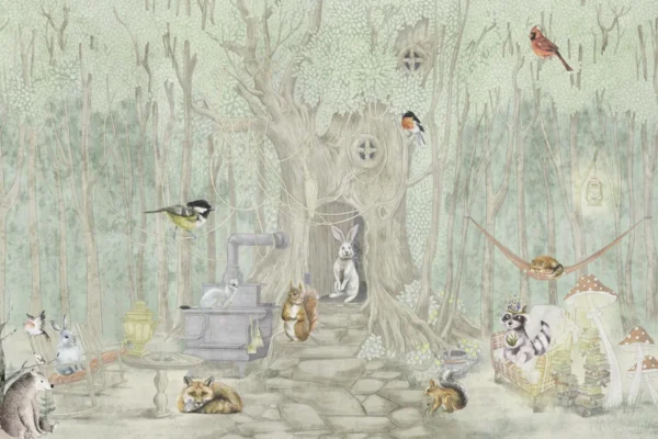 A Whimsical Woodland Animal Kingdom Mural