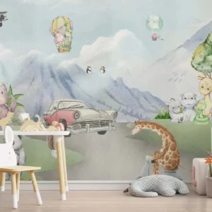 Adventurous Animal Wallpaper for Kids Room