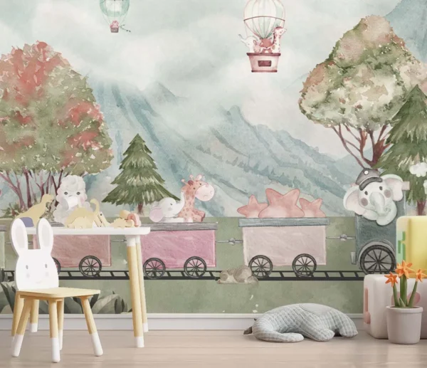 Animal Train Adventure Kids Wallpaper