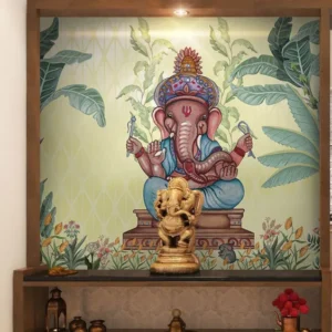 Botanical Ganesha Wall Mural – Nature-Inspired Bliss