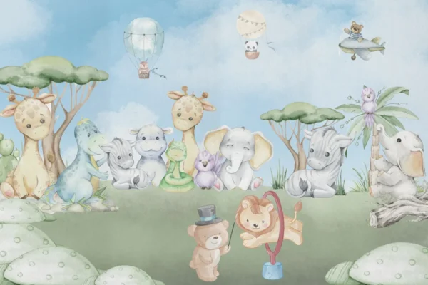Circus Jungle Friends Kids Wallpaper - Image 2