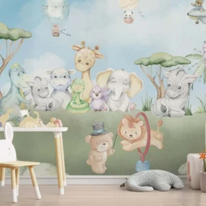 Circus Jungle Friends Kids Wallpaper