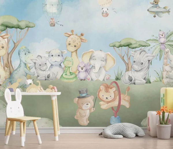 Circus Jungle Friends Kids Wallpaper