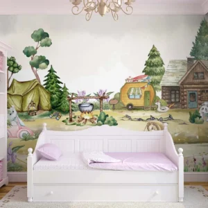 Cozy Forest Camping Animal Wall Poster