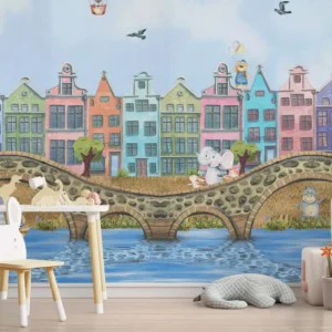 Dreamy Animal City Wall Art for Kids' Room