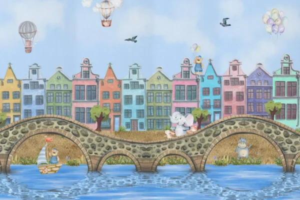 Dreamy Animal City Wall Art for Kids' Room