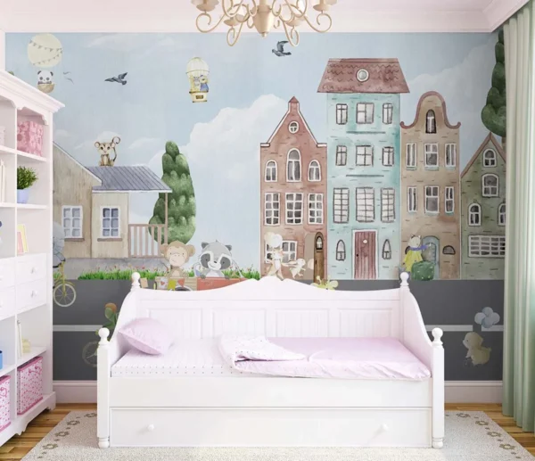 Dreamy Animal Parade Wall Mural for Kids