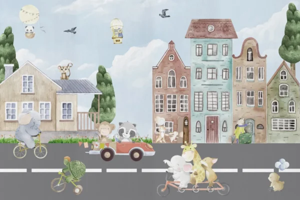 Dreamy Animal Parade Wall Mural for Kids