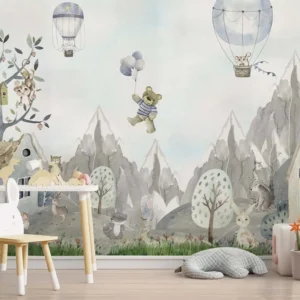 Dreamy Forest & Mountain Kids Wallpaper