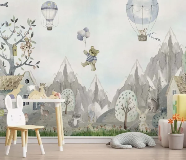 Dreamy Forest & Mountain Kids Wallpaper