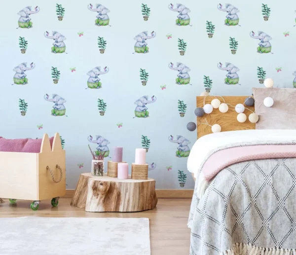 Elephant Safari Wallpaper – Gentle Nature Pattern