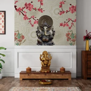 Floral Ganesha Wall Mural for Divine Spaces