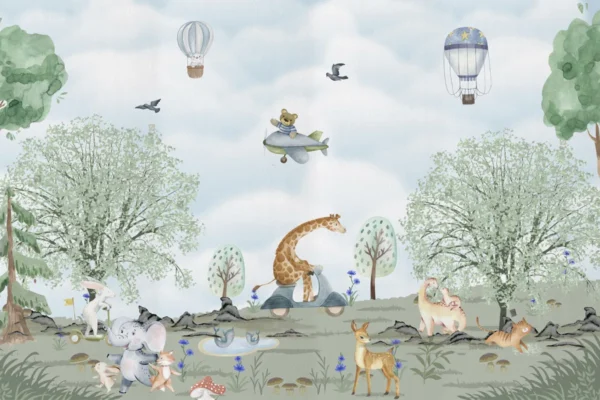 Forest Animal Adventure Kids Wallpaper - Image 2