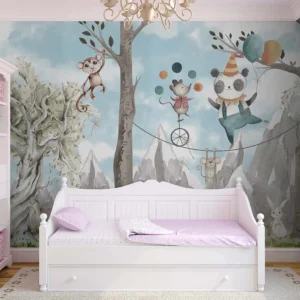 Forest Friends Circus – Playful Wall Mural for Kids