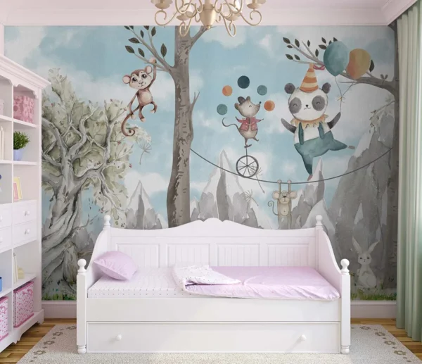 Forest Friends Circus – Playful Wall Mural for Kids
