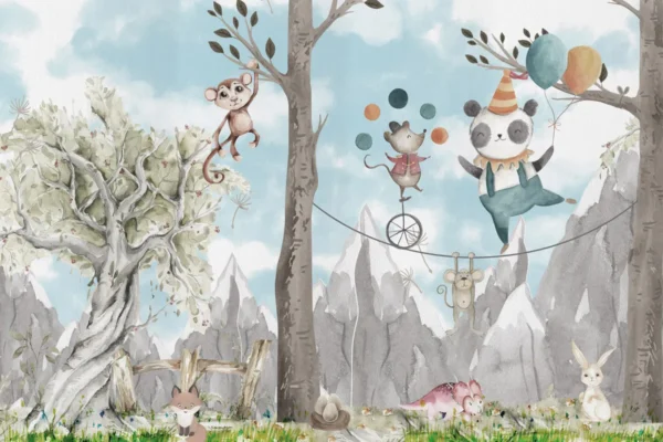 Forest Friends Circus – Playful Wall Mural for Kids - Image 2