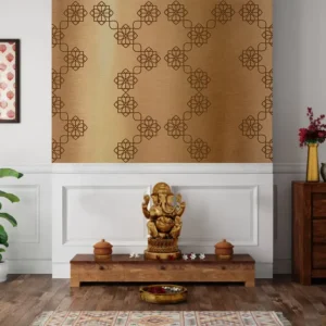 Golden Floral Geometric Wall Panel Design