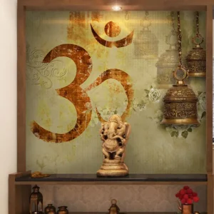 Golden Om & Temple Bell Spiritual Wall Art