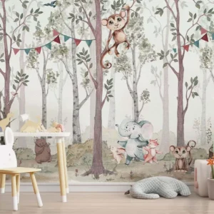 Magical Woodland Friends Wall Mural for Kids