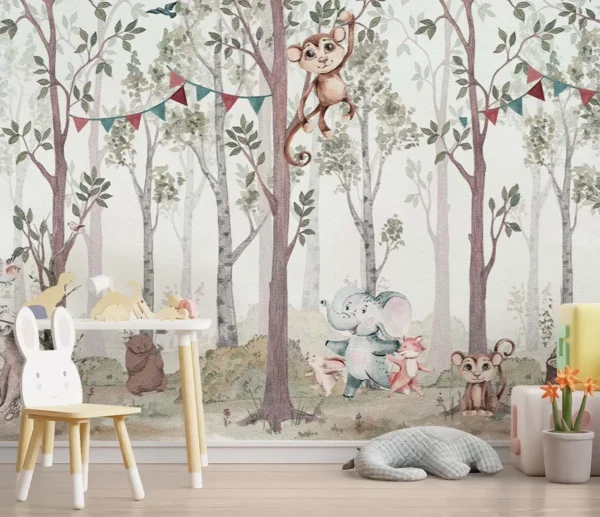 Magical Woodland Friends Wall Mural for Kids