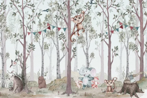Magical Woodland Friends Wall Mural for Kids