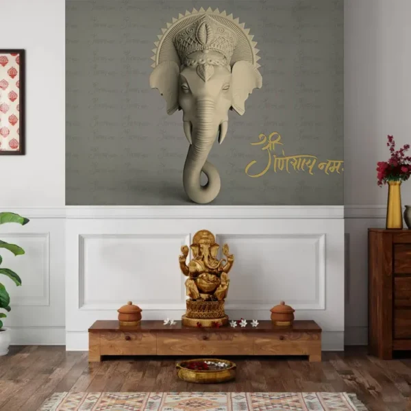 Minimal Ganesha Wallpaper with Om Namah Script
