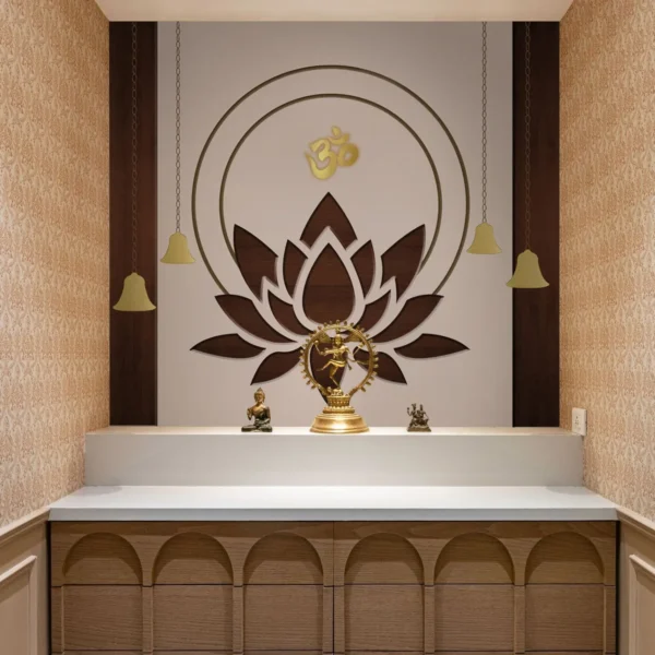 Minimal Om Lotus Wall Art for Meditation Space