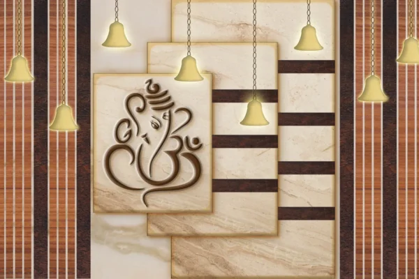 Minimalist Ganesha Wall Mural with Elegant Bells