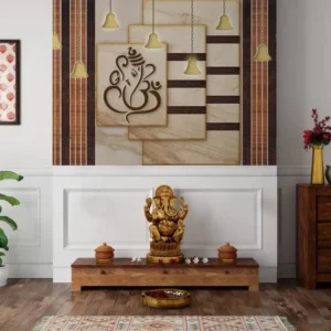 Minimalist Ganesha Wall Mural with Elegant Bells
