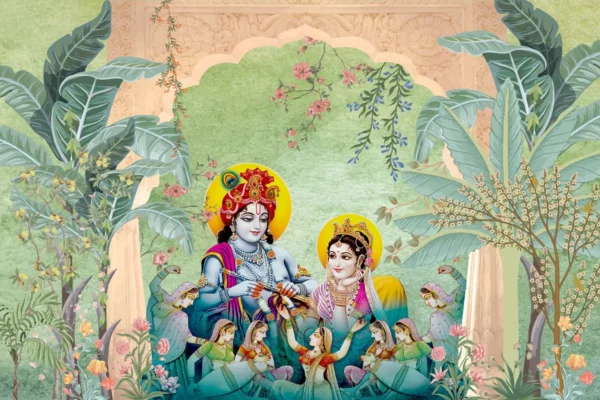 Radha Krishna Mural – Divine Love Wall Art