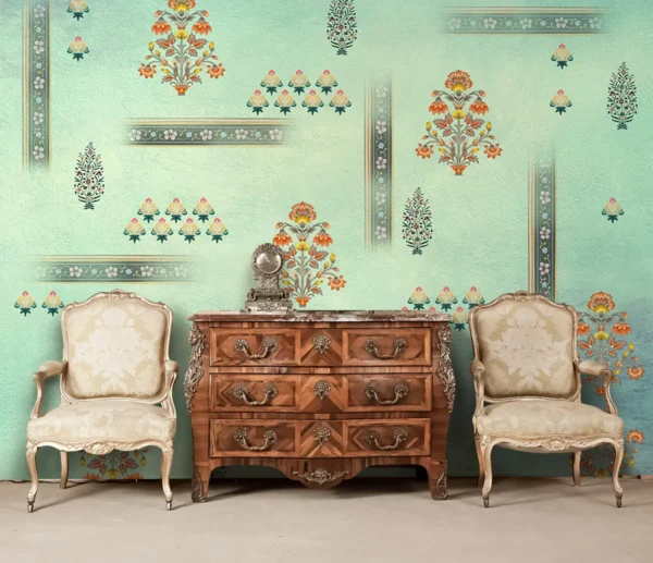 Immerse your walls in royal charm with this pastel Mughal floral artwork—digitally printed with heritage grace and modern precision.