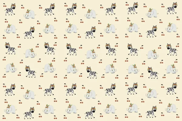 Safari Parade – Zebra & Elephant Kids Wallpaper - Image 2