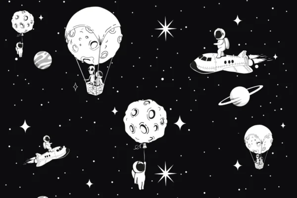 Space Adventure Astronauts Wall Mural