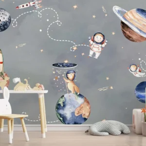Space Explorer Wall Mural for Kids Room
