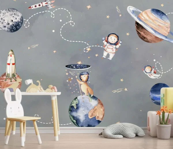 Space Explorer Wall Mural for Kids Room