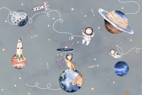 Space Explorer Wall Mural for Kids Room