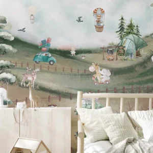 Whimsical Forest Animal Adventure Wallpaper