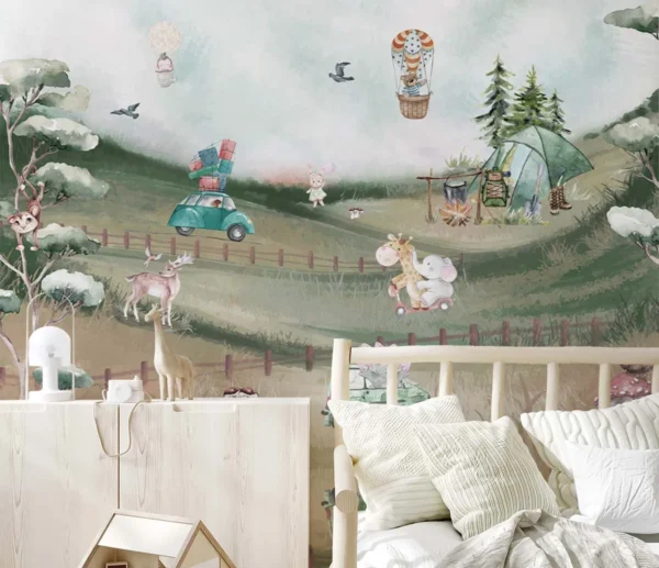 Whimsical Forest Animal Adventure Wallpaper