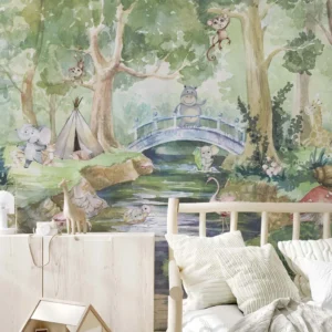 Whimsical Forest Animal Wallpaper for Kids
