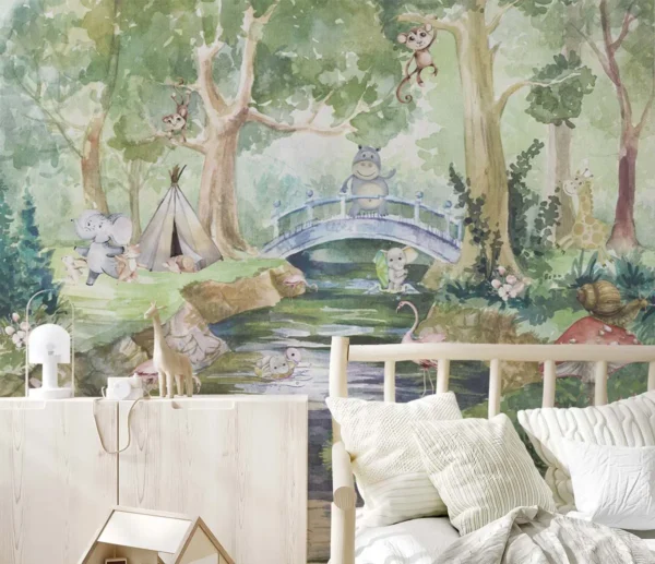Whimsical Forest Animal Wallpaper for Kids