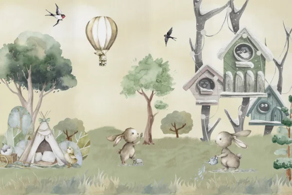 Whimsical Forest Friends Wall Mural for Kids Rooms - Image 2