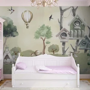 Whimsical Forest Friends Wall Mural for Kids Rooms