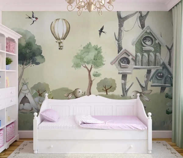 Whimsical Forest Friends Wall Mural for Kids Rooms