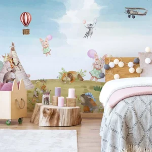 Whimsical Woodland Animal Wall Mural