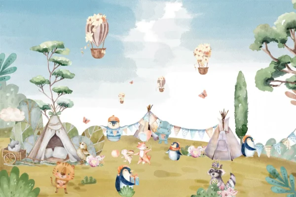 Whimsical Woodland Animal Wall Mural