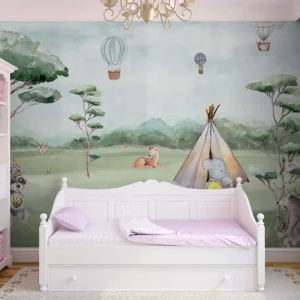 Whimsical Woodland Animal Camp Wall Mural